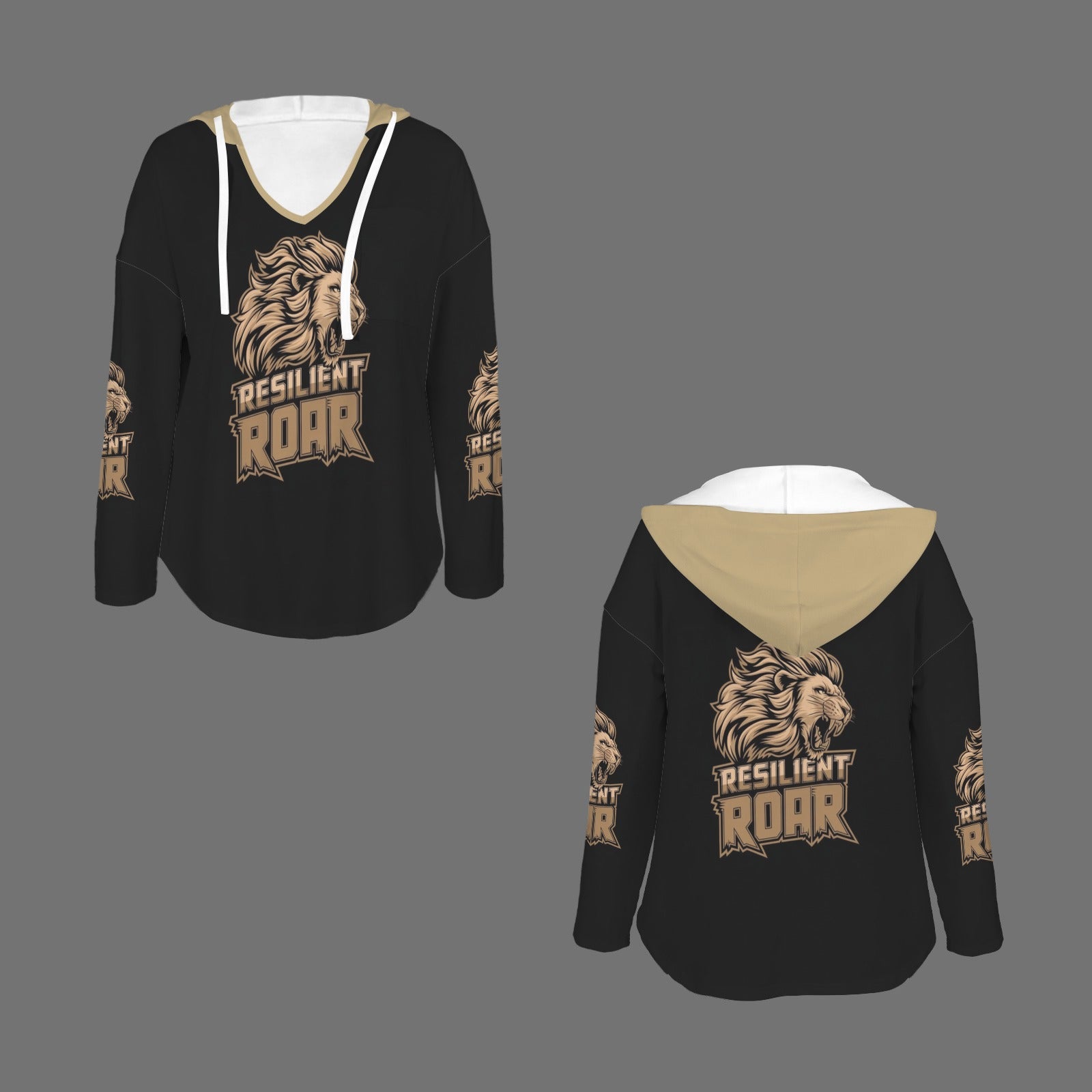 Women's V Neck Long Sleeve Drawstring Pocket Pullover Hoodies