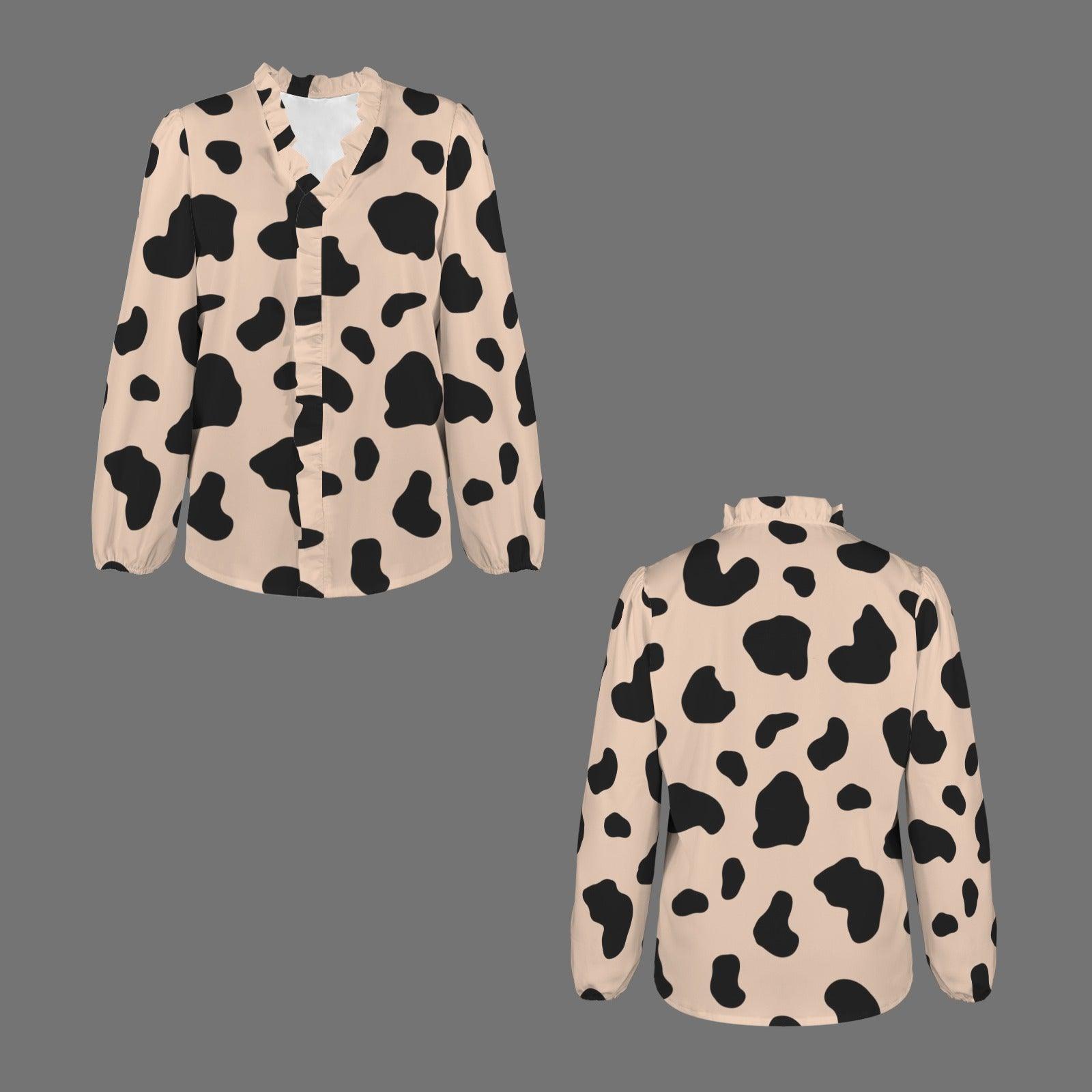 Specialized Long Sleeve Ruffled Trim V Neck Shirts