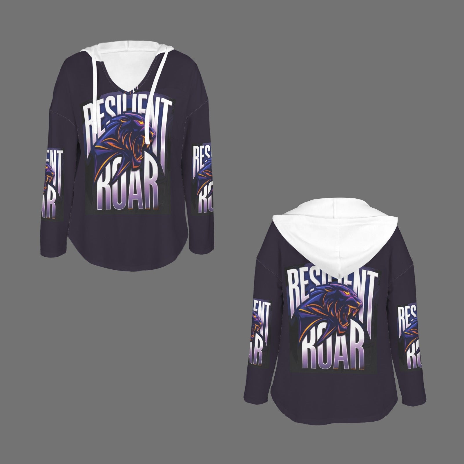 Women's V Neck Long Sleeve Drawstring Pocket Pullover Hoodies
