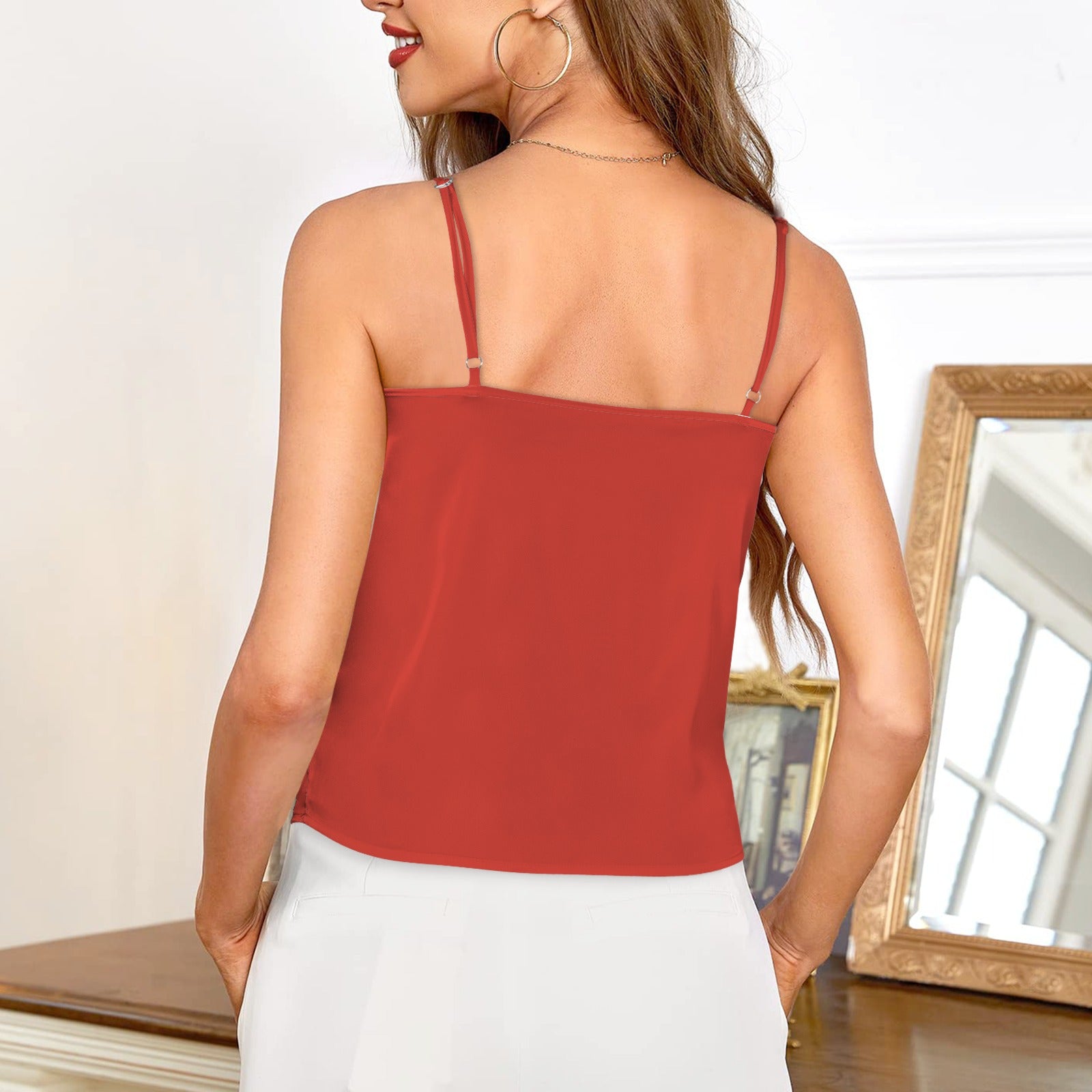 Women's Drop Neck Satin Cami Tops