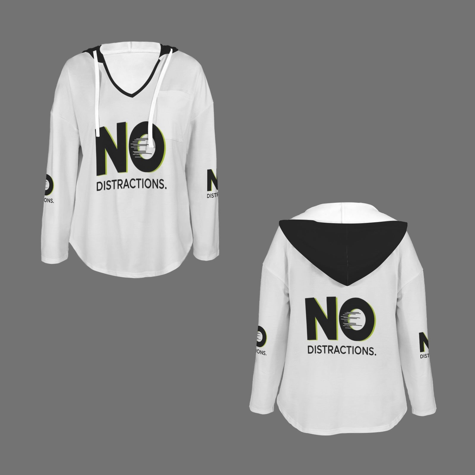 Women's V Neck Long Sleeve Drawstring Pocket Pullover Hoodies