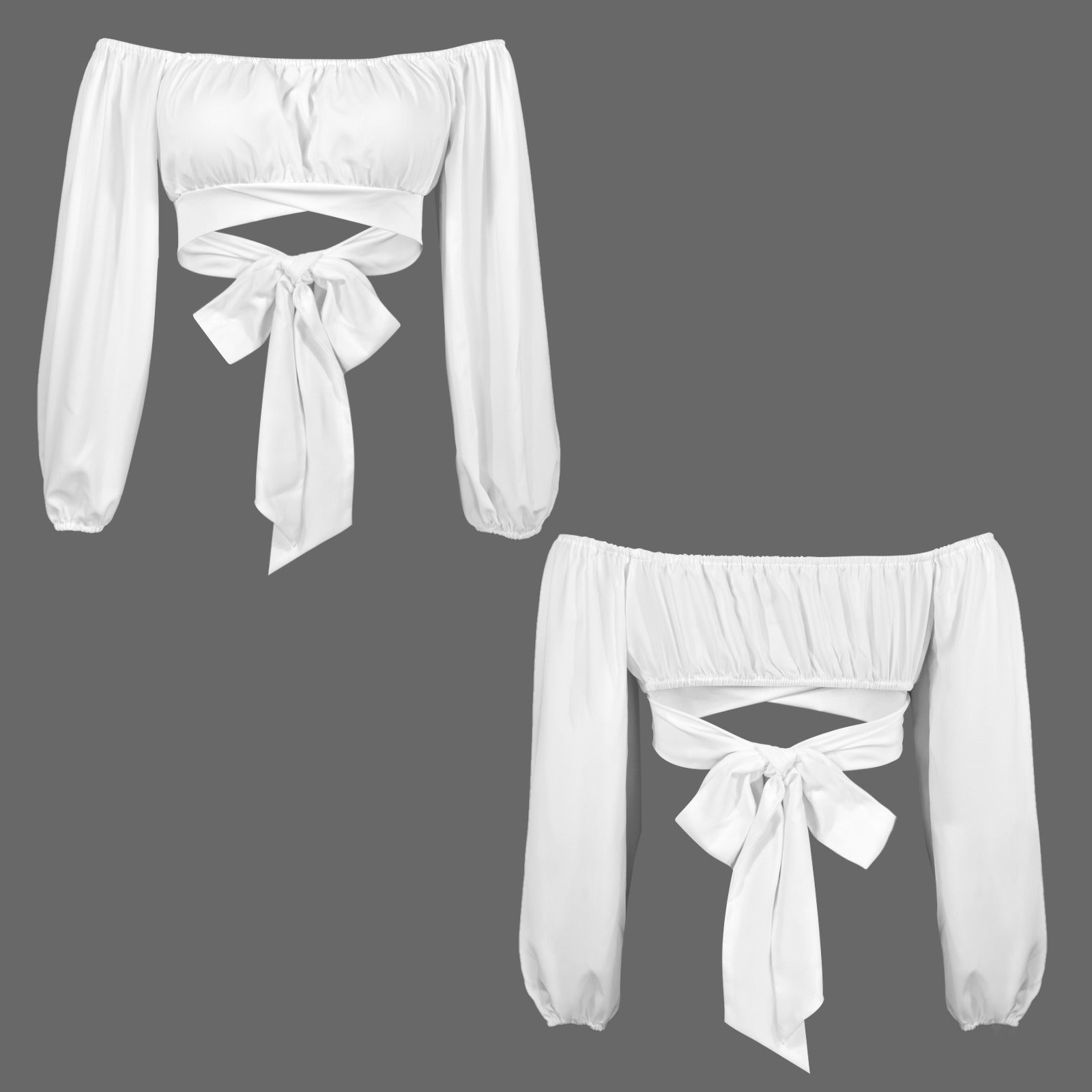Long Sleeve cross body tie back top