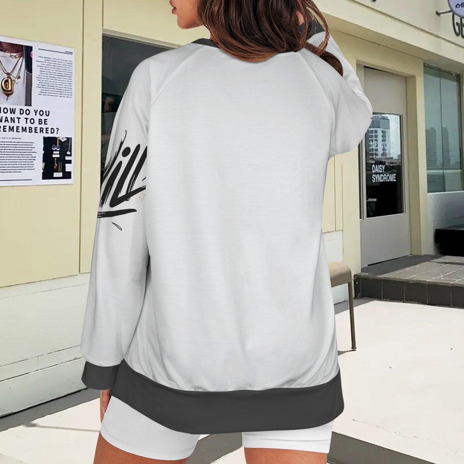 Women's Crew Neck Long Sleeve Side Zipper Sweatshirt