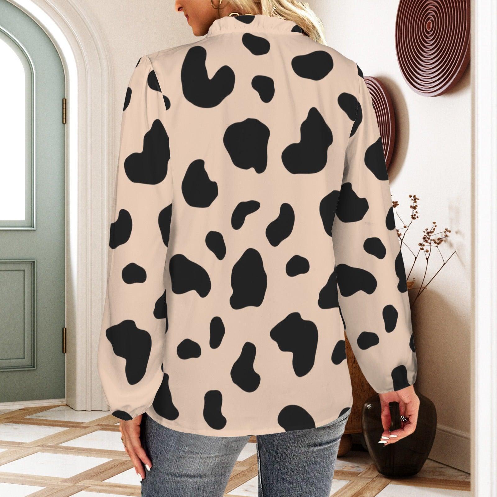 Specialized Long Sleeve Ruffled Trim V Neck Shirts