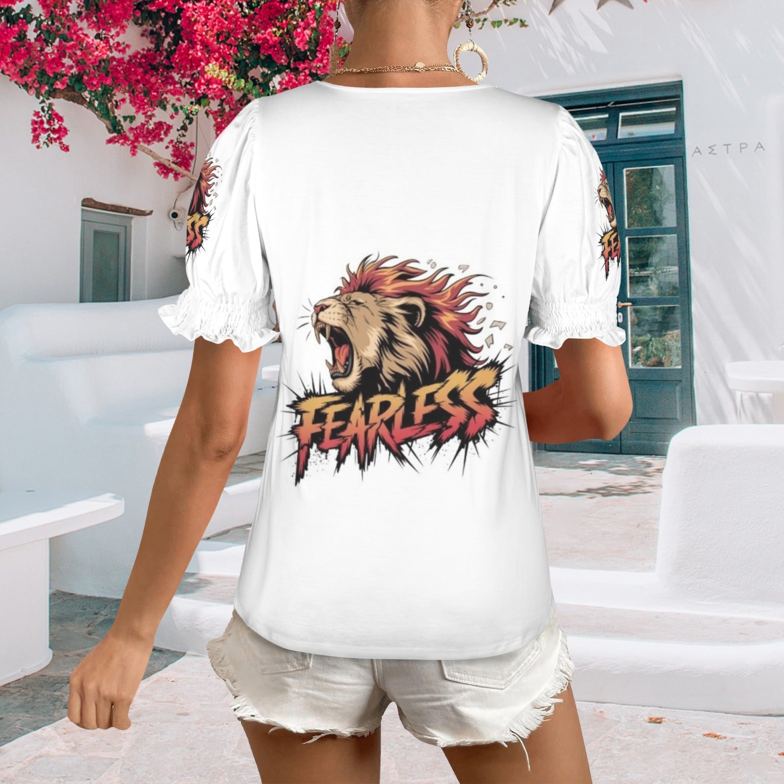Women's Ruffle Trim Sleeve Square Neck T Shirts