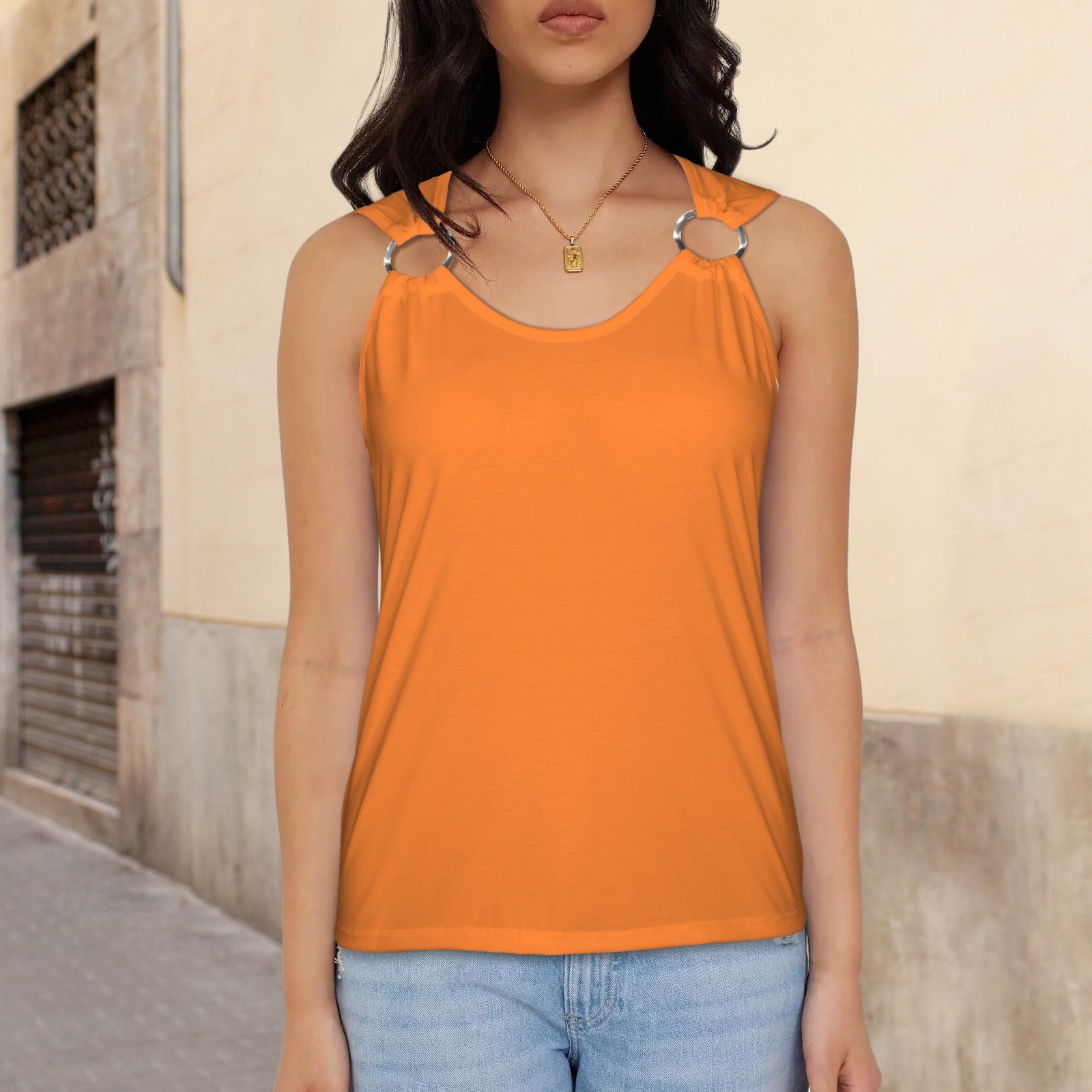Women's Sleeveless Ring Buckle Tank Tops