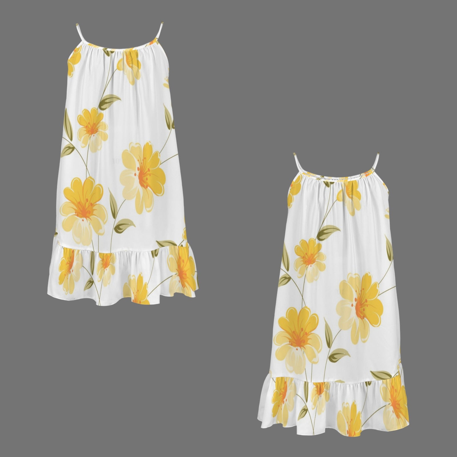 Spaghetti Strap Ruffle Hem Girls Dress