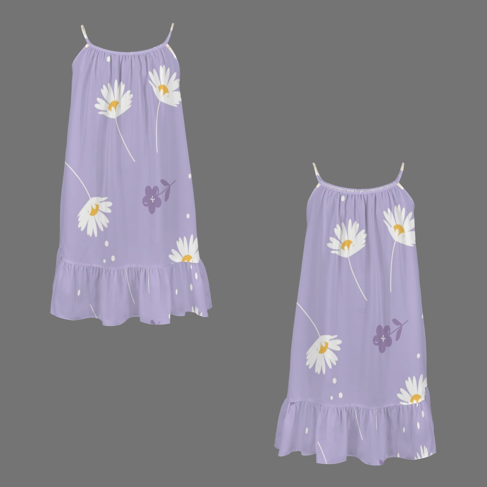 Spaghetti Strap Ruffle Hem Girls Dress