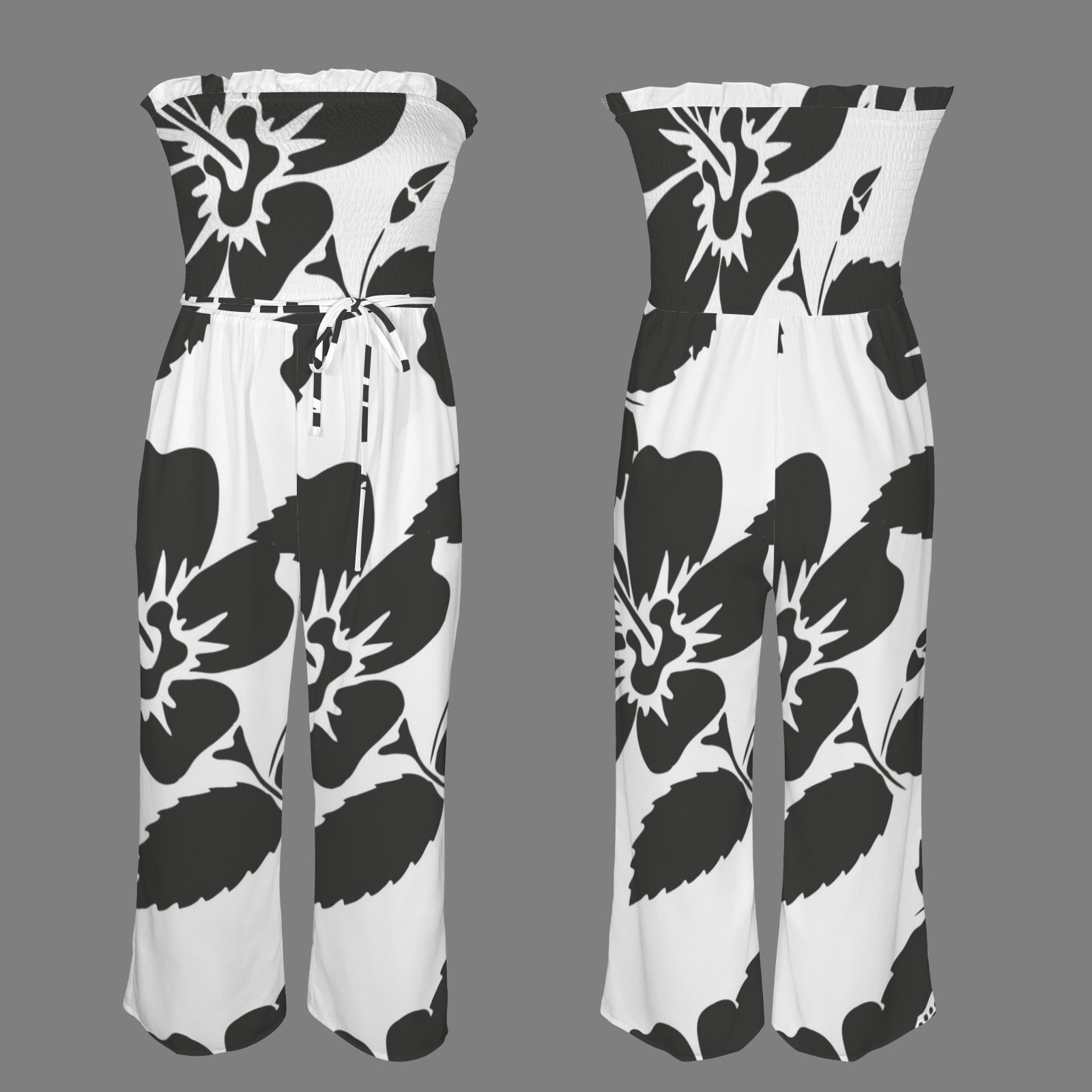 Bandeau Tie Waist Long Jumpsuit