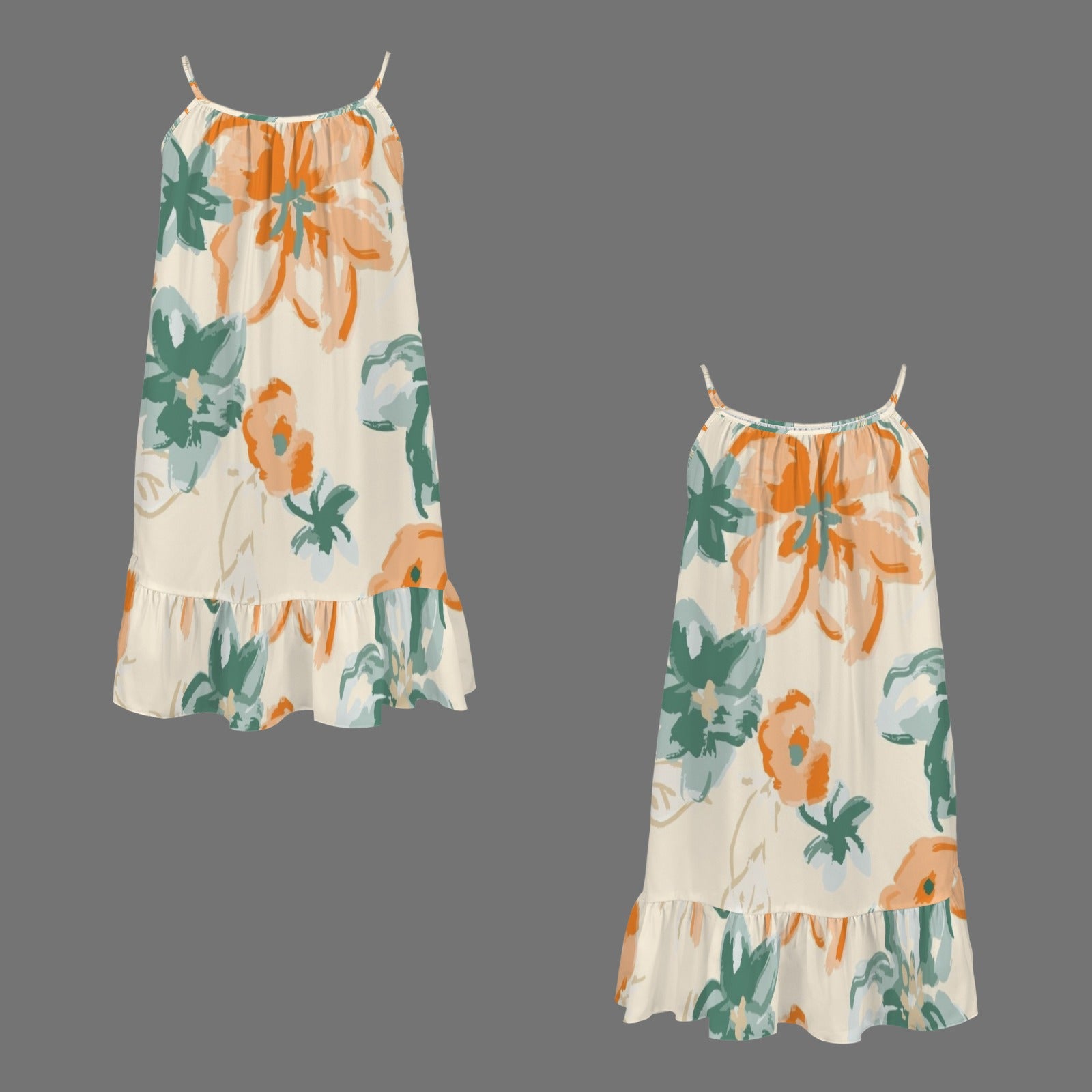 Spaghetti Strap Ruffle Hem Girls Dress