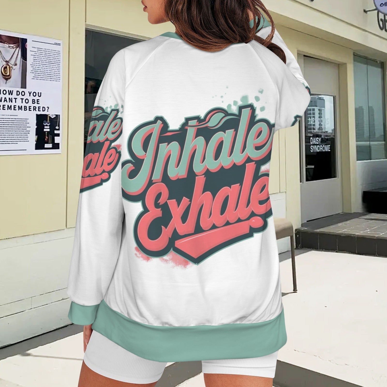 Women's Crew Neck Long Sleeve Side Zipper Sweatshirt
