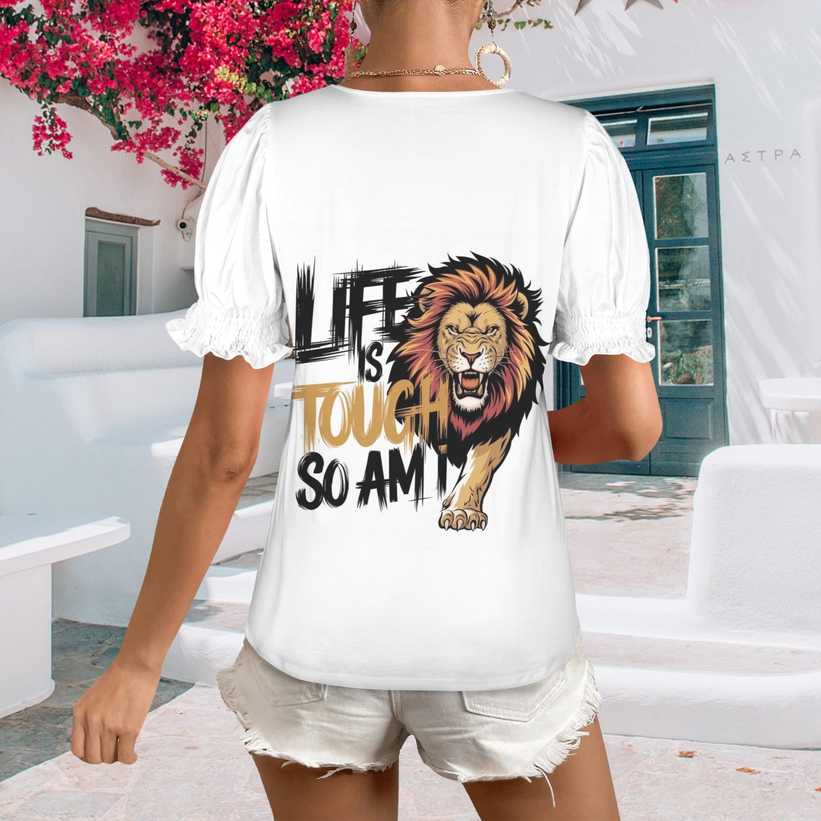 Women's Ruffle Trim Sleeve Square Neck T Shirts