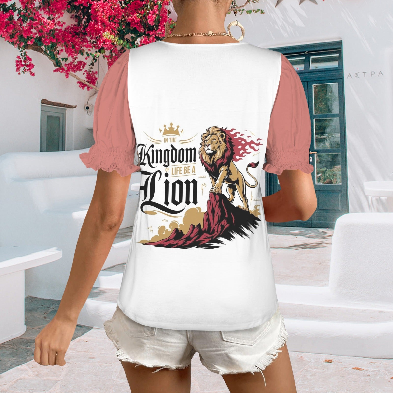 Women's Ruffle Trim Sleeve Square Neck T Shirts