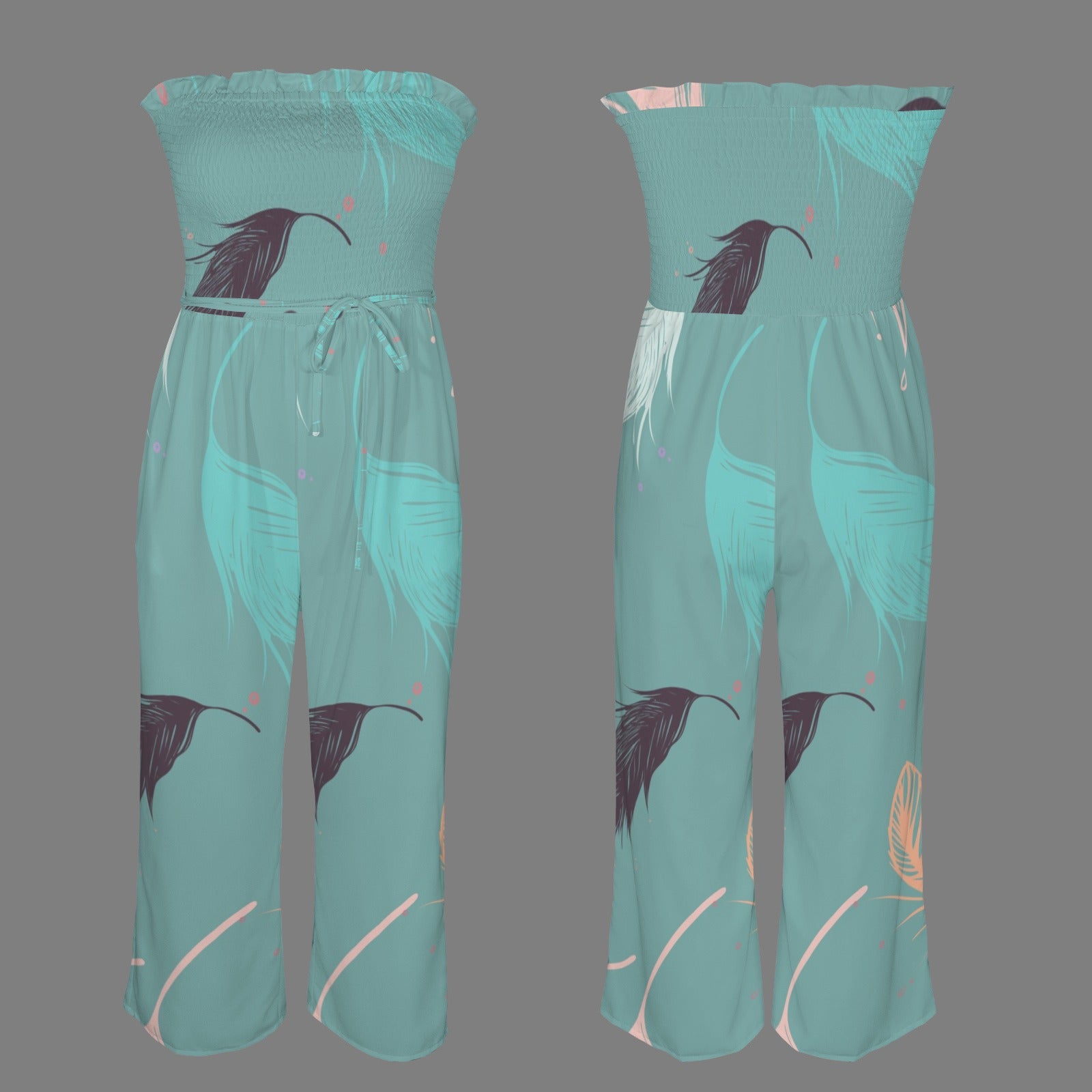 Bandeau Tie Waist Long Jumpsuit
