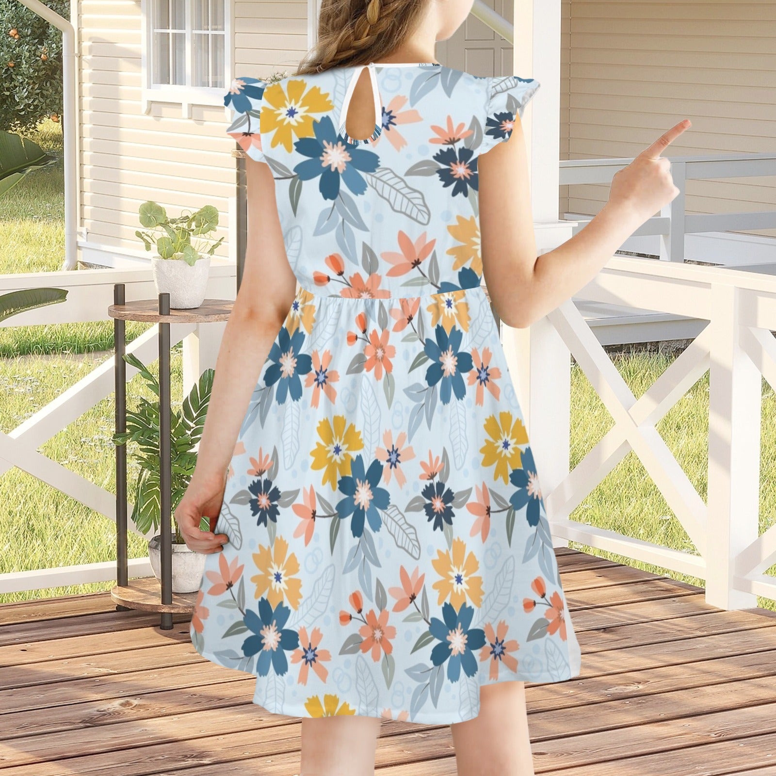 sleeveless Ruffle Trim Girls Dress