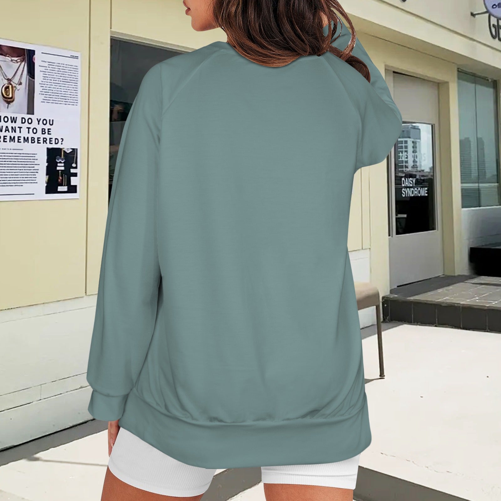 Women's Crew Neck Long Sleeve Side Zipper Sweatshirt