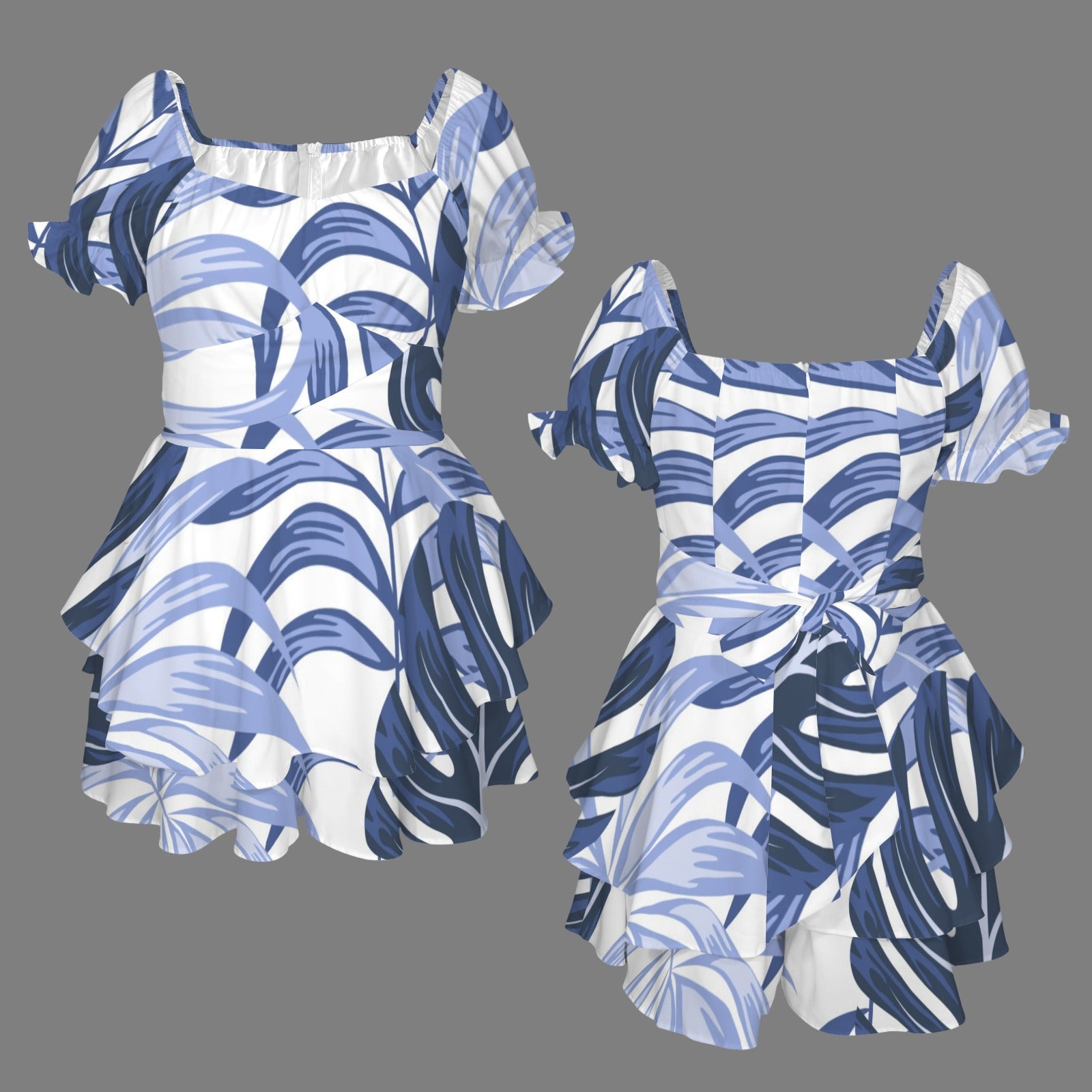 Off Shoulder Strappy Ruffle Hem Romper
